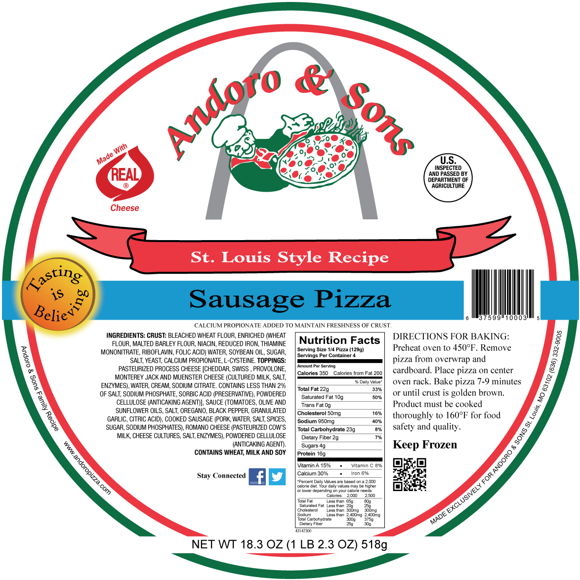 St. Louis Style Pizza- Sausage 12" - Image 2